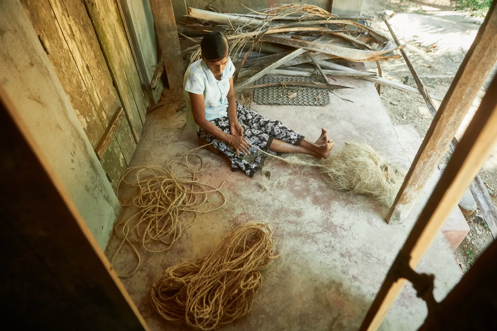 Coir rope making